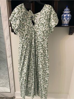 Nwt Crown and Ivy Social Society Floral Midi Dress in Cream and Sage